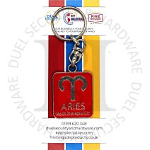 Key Collectables CA059A Aries Enamel Coloured Rectangular Glossy Zodiac Sign Key Ring