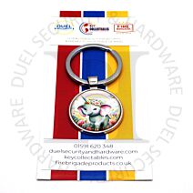 Key Collectables Cute Baby Elephant Rainbow Flowers 25mm Glass Cabochon Keychain