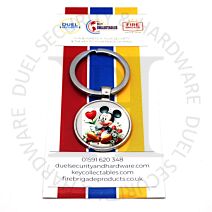 Key Collectables Disney Mickey Mouse Heart Shaped Flower 25mm Glass Cabochon Keychain